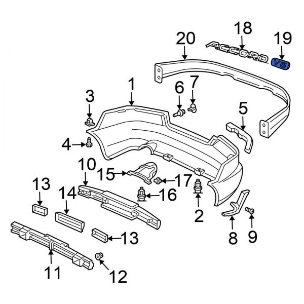 Honda OE 75722SDNA10 Rear Bumper Cover Emblem