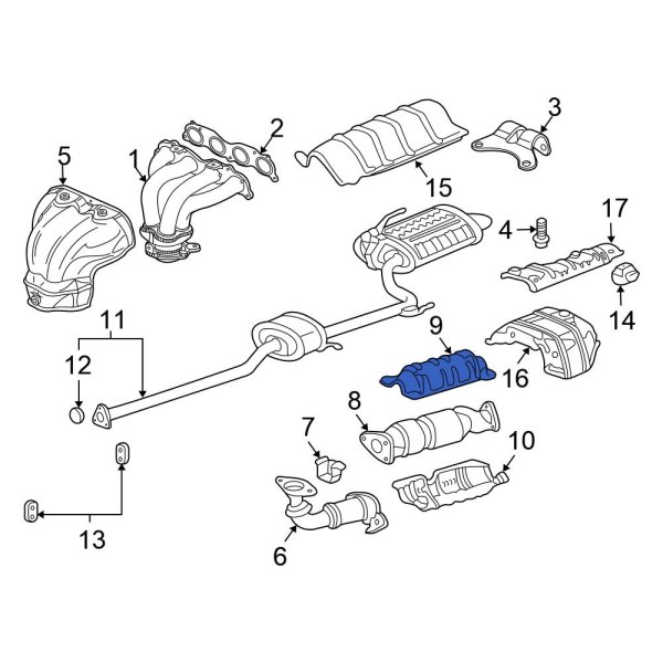 Honda OE 18182RADL11 Upper Catalytic Converter Heat Shield