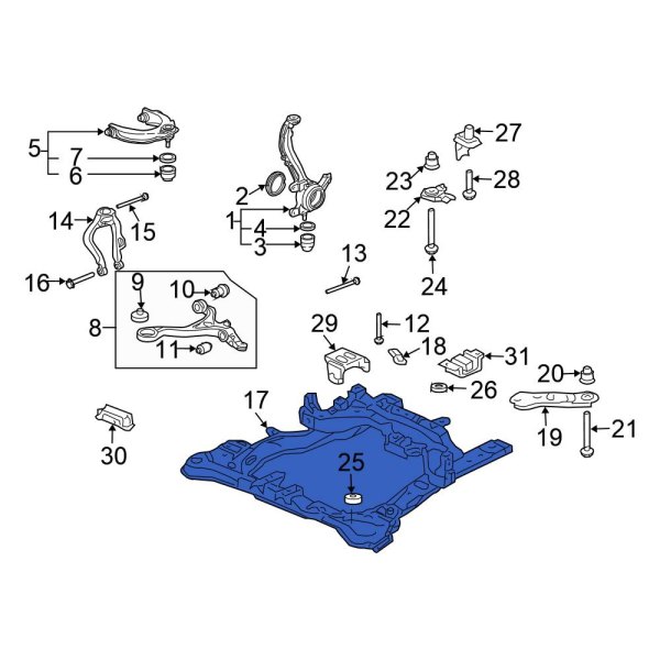 Honda OE 50200SDAA00 Front Suspension Subframe Crossmember