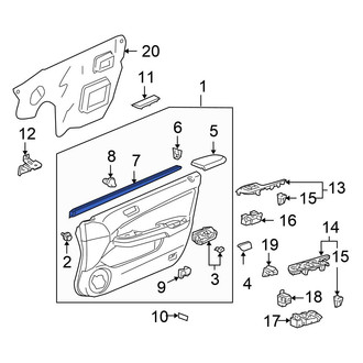 Honda OE - Front Left Inner Door Window Belt Weatherstrip