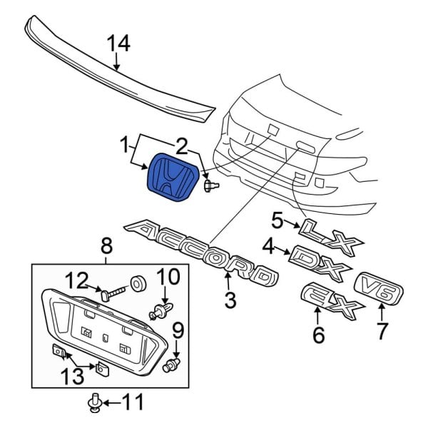 Honda OE 75731SDNA00 Rear Deck Lid Emblem