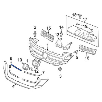 Honda OE - Front Right Upper Grille Molding