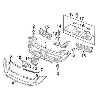 Honda OE - Front Left Upper Grille Molding