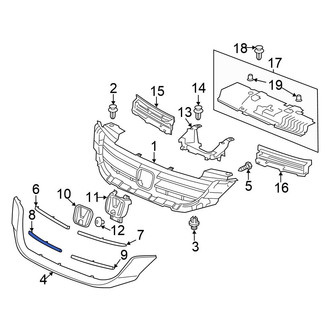 Honda OE - Front Right Lower Grille Molding