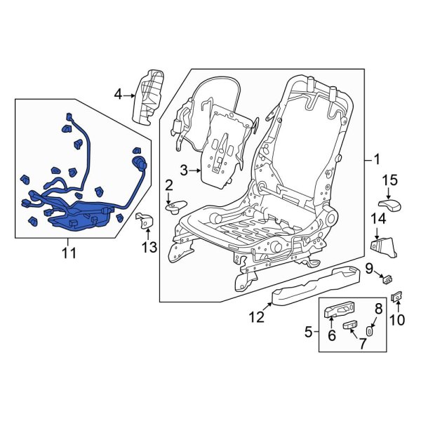 Honda OE 81606T2FA51 Front Left Power Seat Wiring Harness