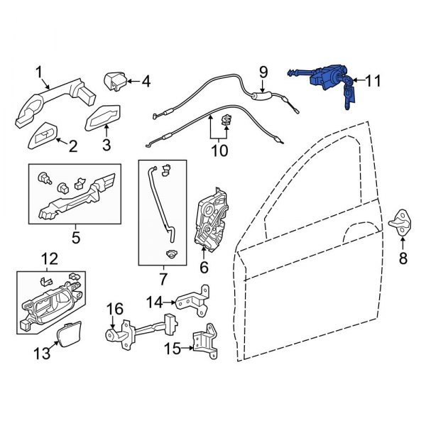 Honda OE 72185T2AA01 Front Left Door Lock Cylinder