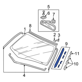 Honda OE - Front Left Windshield Molding