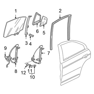 Honda OE - Rear Door - Glass & Hardware (EX / GX / LX Sedan)