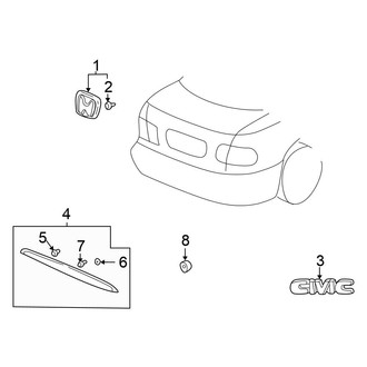 Honda OE - Trunk Lid - Exterior Trim (DX / EX / HX / LX Coupe)