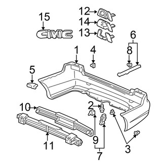 Honda OE - Rear Bumper - Bumper & Components (DX / EX / GX / LX Sedan)