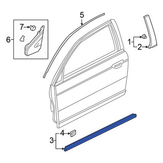 Honda OE - Front Right Outer Door Window Belt Weatherstrip