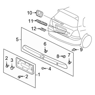 Honda OE - Lift Gate - Exterior Trim (Base / ES / LS / Sport / Type R / X Hatchback)