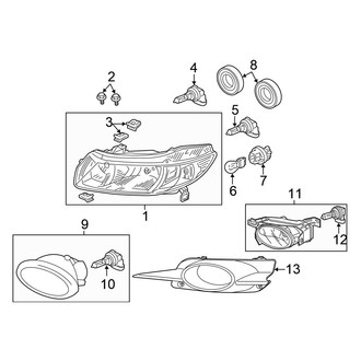 Honda OE - Front Lamps - Headlamp Components (DX / EX / EX-L / LX Coupe)