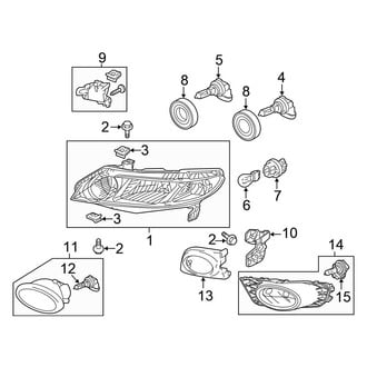Honda OE - Front Lamps - Headlamp Components (DX / EX / EX-L / GX / LX / LX-S Sedan)