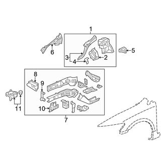 Honda OE - Fender - Structural Components & Rails (DX / EX / EX-L / GX / LX / LX-S Sedan)