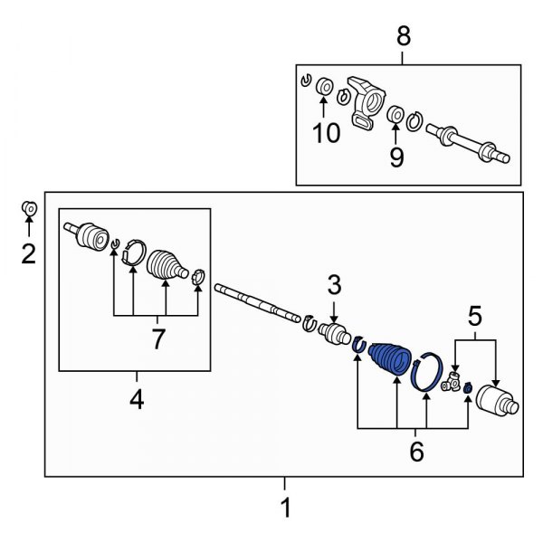 Honda OE 44018SNEA22 Front Left Outer CV Joint Boot Kit