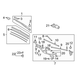 Honda OE - Windshield - Wiper Components (DX / EX / EX-L / GX / LX / LX-S Sedan)