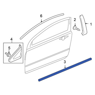 Honda OE - Front Left Door Window Belt Weatherstrip