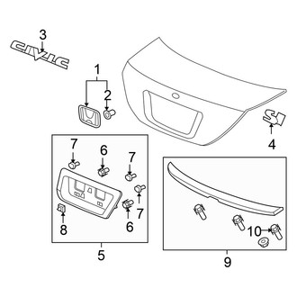 Honda OE - Trunk Lid - Exterior Trim (DX / EX / LX Coupe)