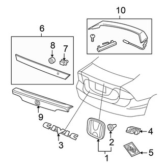 Honda OE - Trunk Lid - Exterior Trim (DX / EX / EX-L / GX / LX / LX-S Sedan)