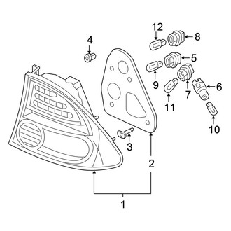Honda OE - Rear Lamps - Tail Lamps (On Body), (DX / EX / EX-L / GX / LX / LX-S Sedan)