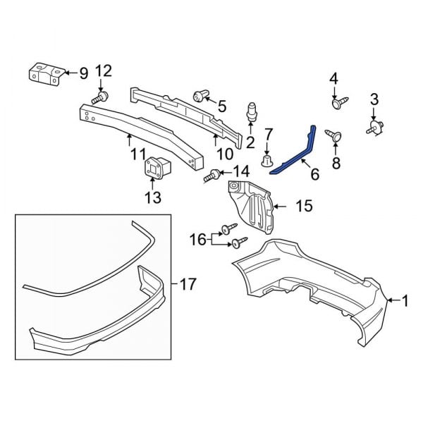 Honda OE 71198SNAA02 - Front Left Bumper Guide