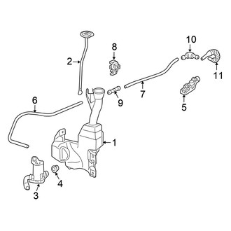 Honda OE - Windshield - Wiper & Washer Components (Japan Built, Washer Components), (EX / EX-L / LX / LX-P Sedan)