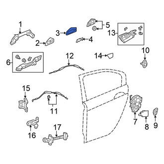 Honda OE - Front Left Rearward Exterior Door Handle Gasket
