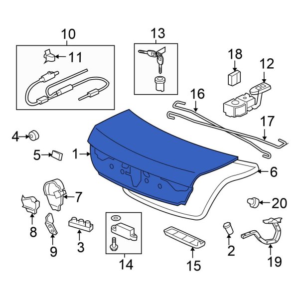 Honda OE 68500TA0A90ZZ Rear Deck Lid