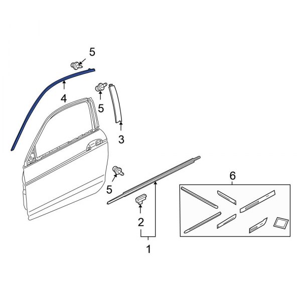 Honda OE 72425TE0A01 Front Right Door Window Molding