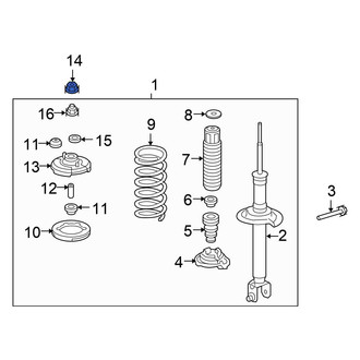 Honda OE - Rear Suspension Strut Mount Nut