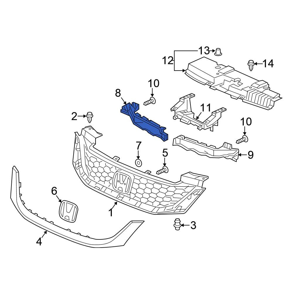 Honda OE 71123T3LA01 - Front Right Grille Molding