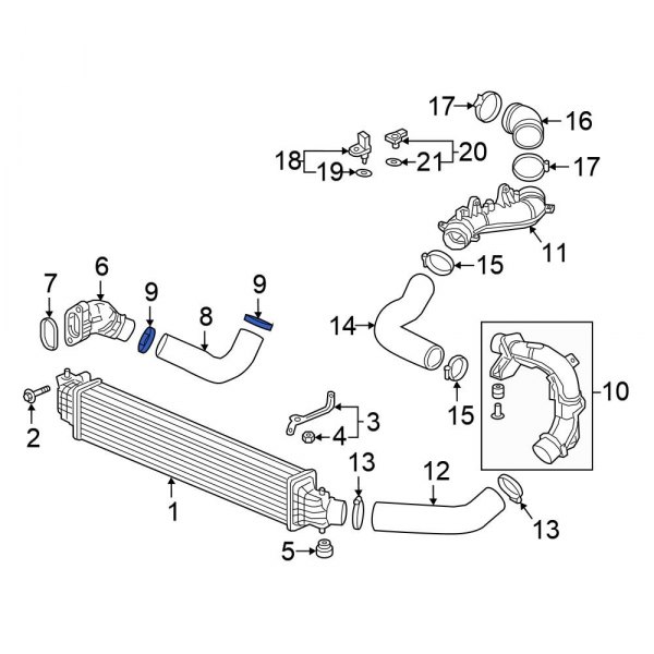 Honda OE 173176B2A01 Center Intercooler Pipe Clamp