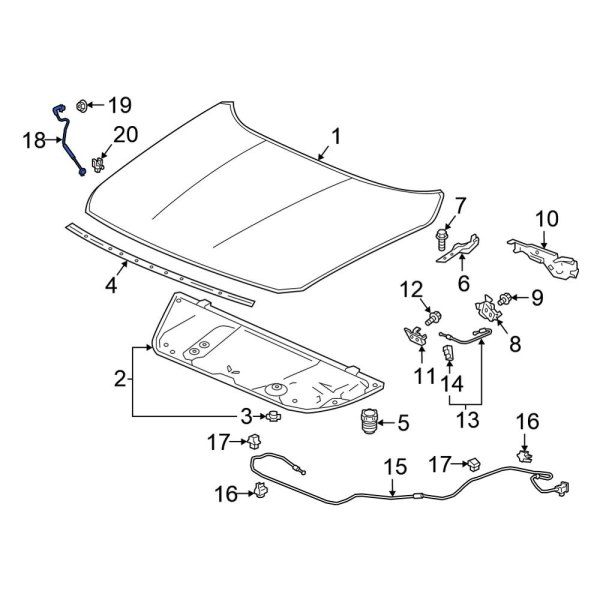 Honda OE 74145TVAA00 - Front Hood & Trunk Prop Rod