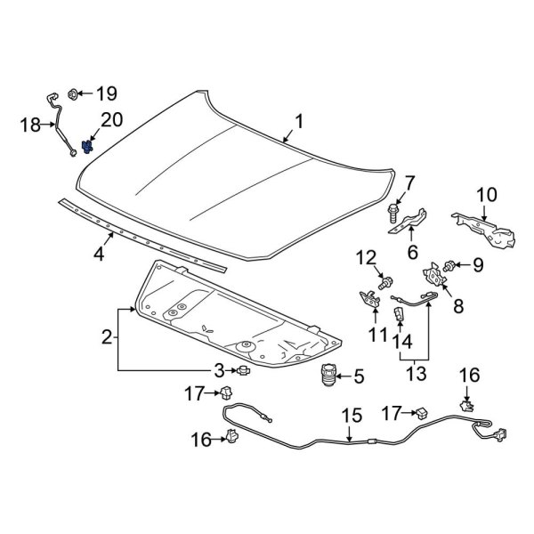 Honda OE 90672TVAA01 - Hood Prop Rod Retainer