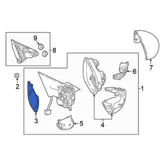 Honda OE - Front Left Door Mirror Glass