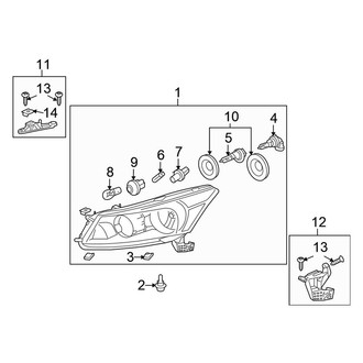 Honda OE - Front Lamps - Headlamp Components