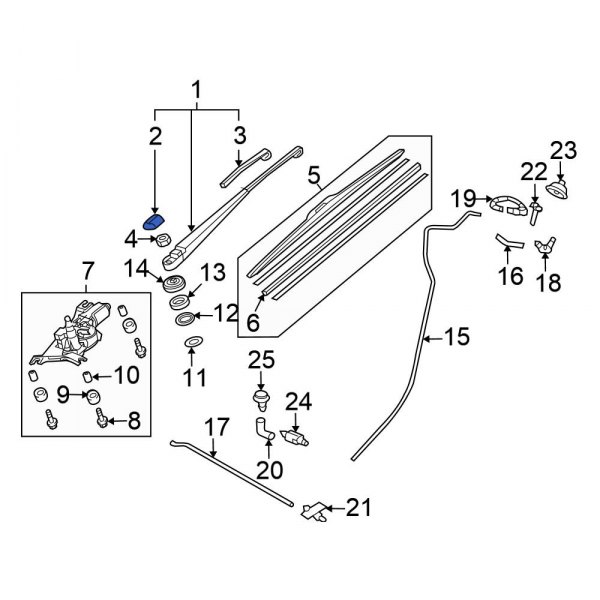 Back Glass Wiper Arm Cap