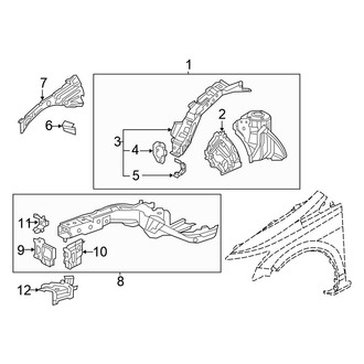 Honda OE - Fender - Structural Components & Rails (1.4L / 1.8L)