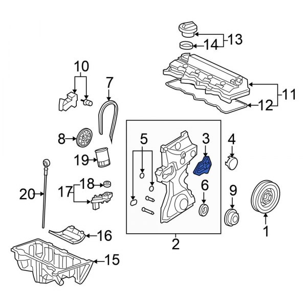 Honda OE 15112RNAA00 Lower Engine Timing Cover