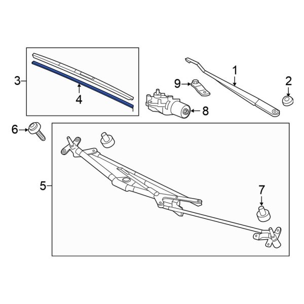Honda OE 76622SYVA02 Left Windshield Wiper Blade Refill