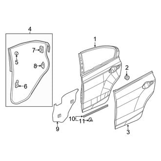 Honda OE - Rear Door - Door & Components (DX / EX / EX-L / GX / HF / LX Sedan)