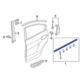 Honda OE - Rear Right Door Belt Molding