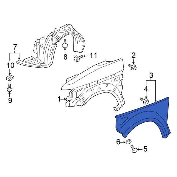 Honda OE 74165SCVA20ZZ Front Left Fender Extension Panel