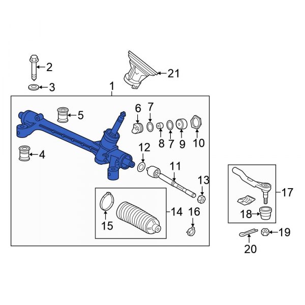 Honda OE 53400T7WA92 Rack and Pinion Assembly