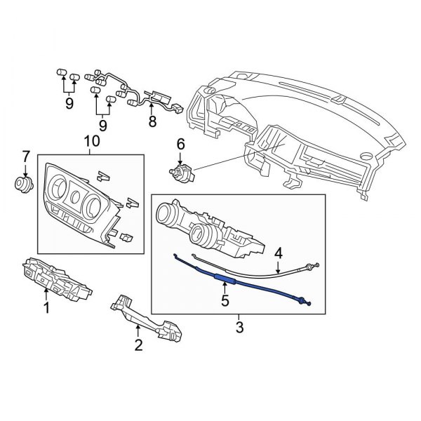 Honda OE 79680T7WA01 HVAC Heater Control Valve Cable
