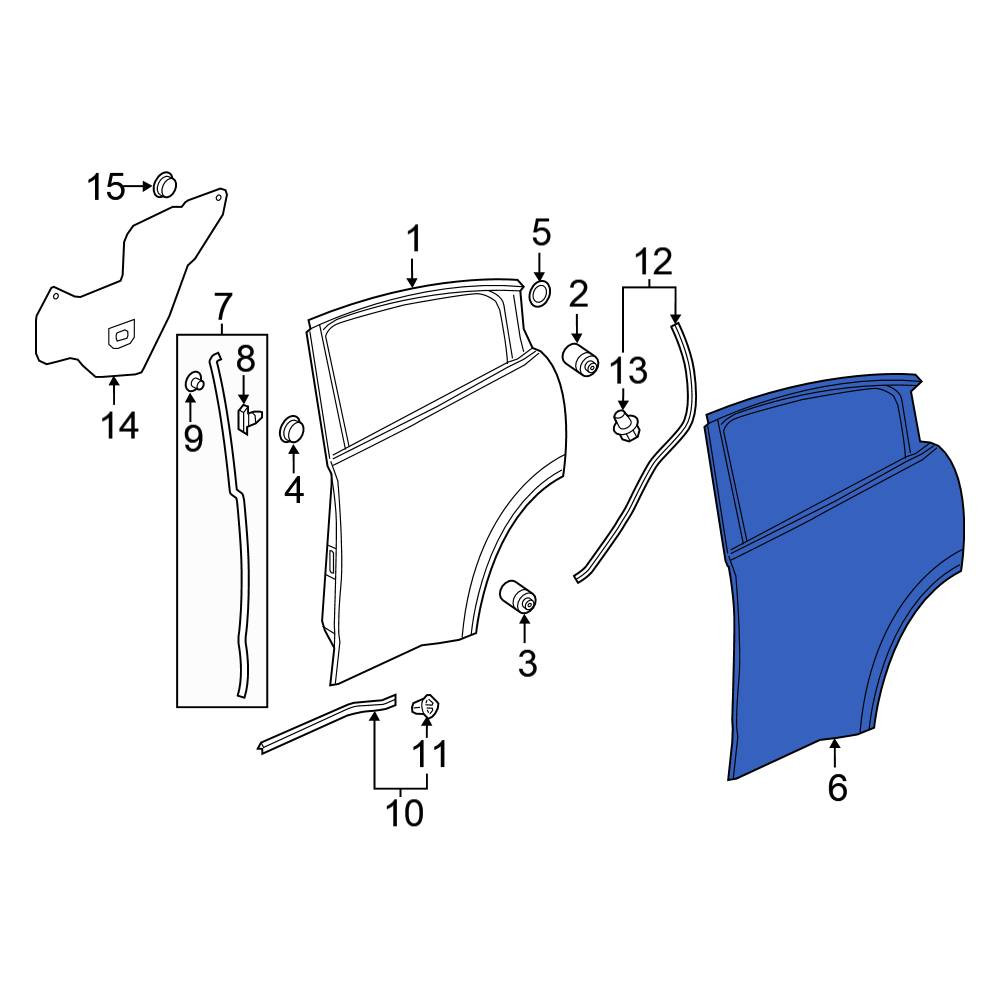 Honda OE 67651T7JH00ZZ - Rear Left Outer Door Outer Panel