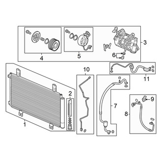 Honda OE - Air Conditioner & Heater - Condenser, Compressor & Lines (EX-L / LX / Sport)