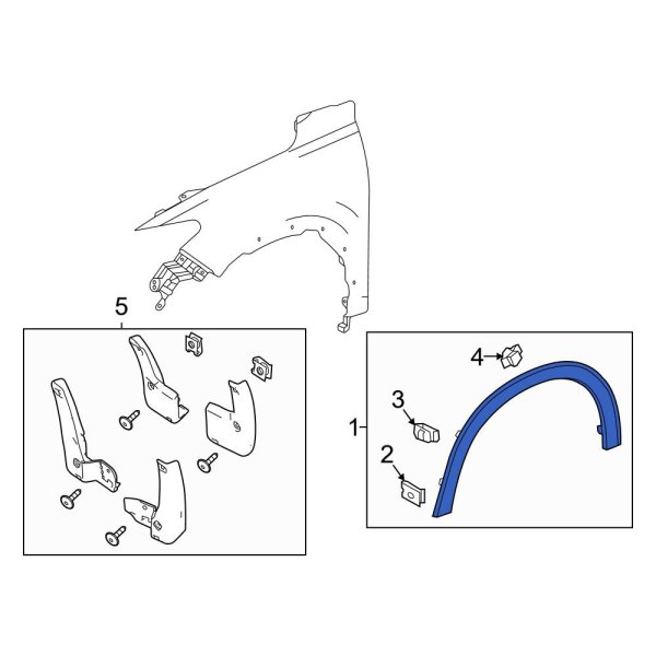 Honda OE 741573W0A00 Front Left Wheel Arch Molding
