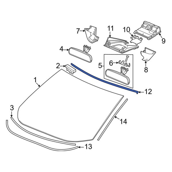 Honda OE 731503W0A01 Front Upper Windshield Molding